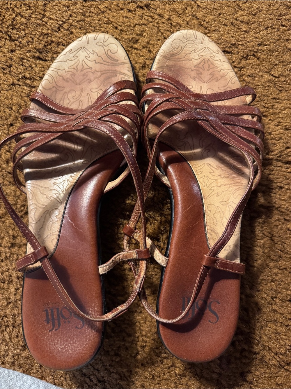 Sofft Brown Multi-Strap Leather Sandals